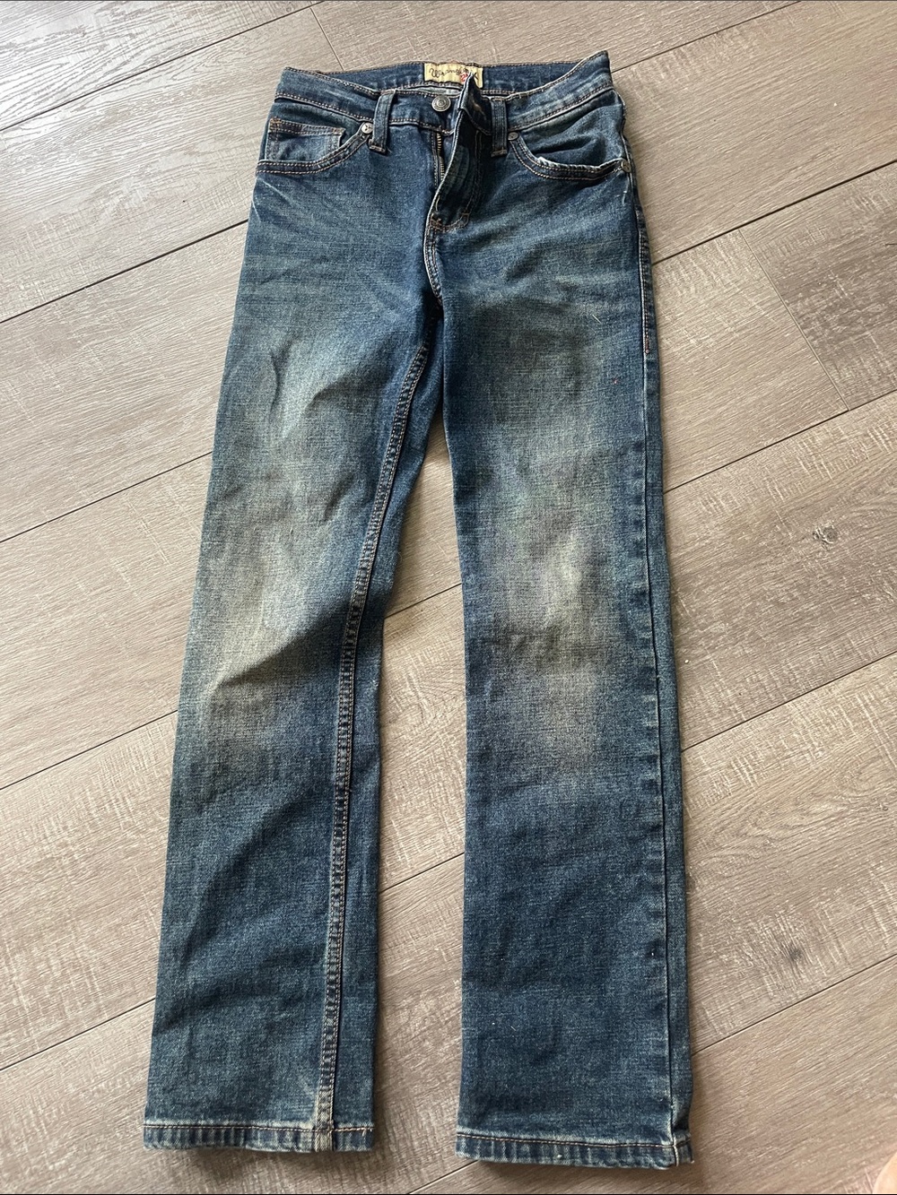 Wrangler Boys Blue Straight Leg Jeans with Contrast Back Stitching - Picture 2 of 6